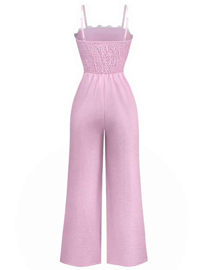 Combinaison à bretelles spaghetti et bordure ondulée des années 1970