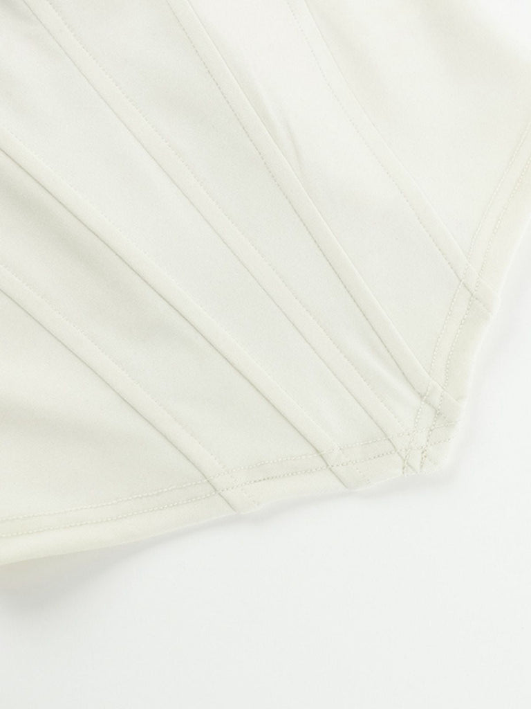 Camisole corset à volants en patchwork de maille années 1960