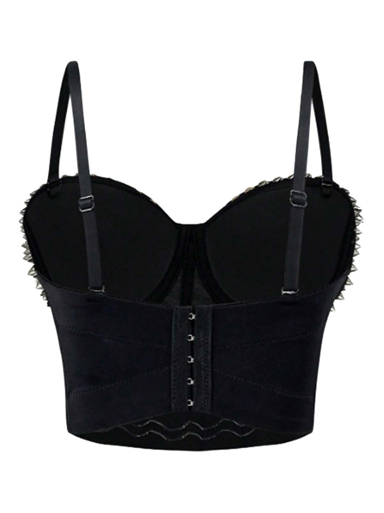 Corset satiné punk rock à rivets métalliques années 1980