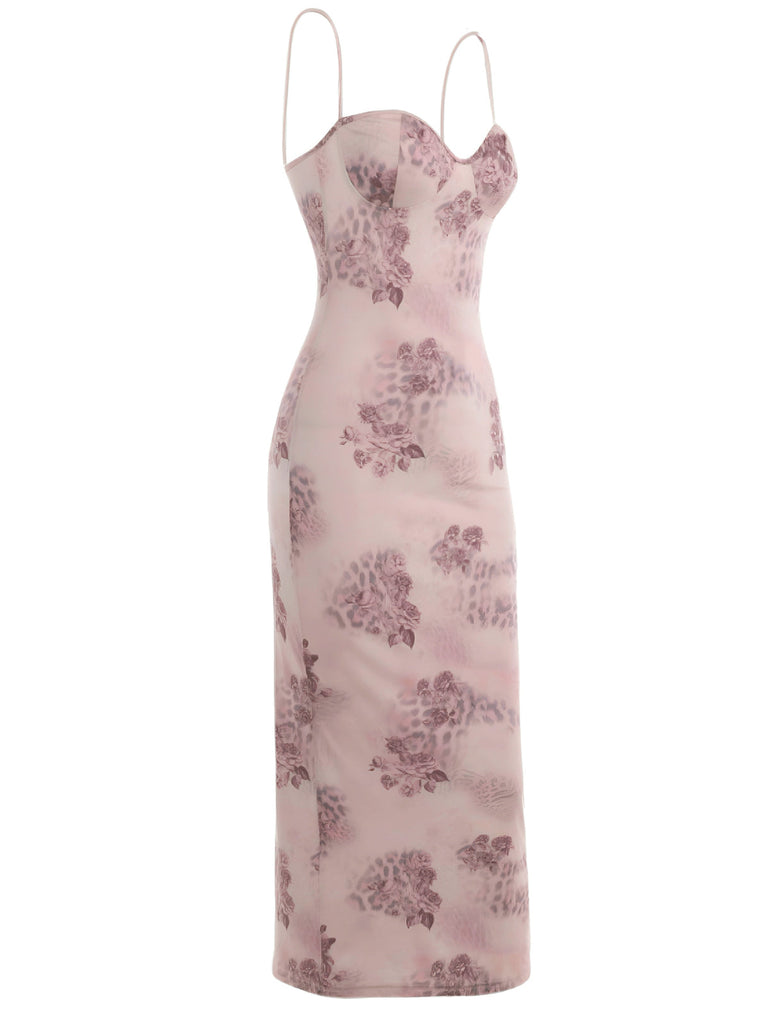 Robe à bretelles spaghetti et imprimé léopard des années 1930