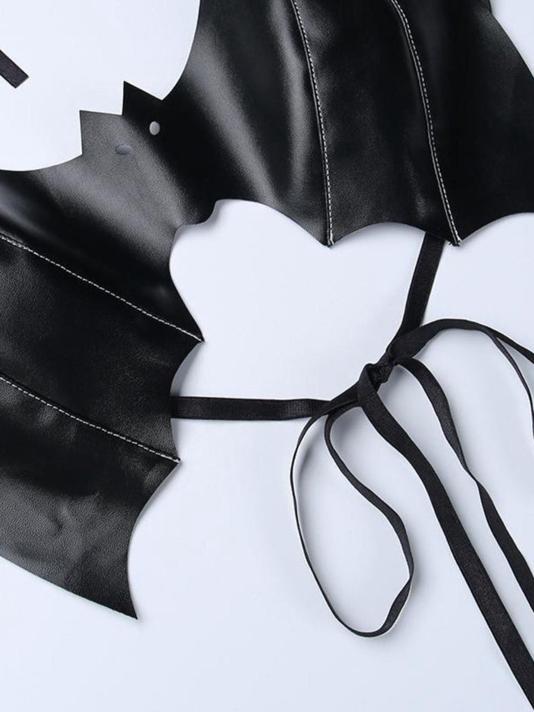 Haut en forme dechauve-souris licou noir à lacets gothique des années 1980