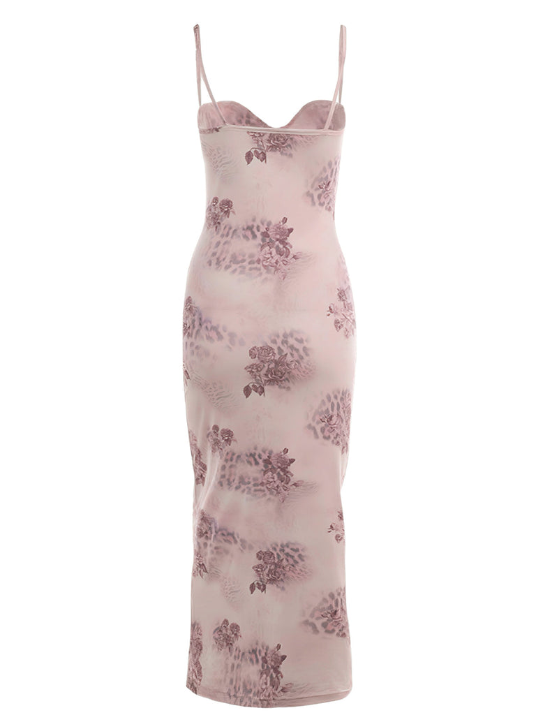 Robe à bretelles spaghetti et imprimé léopard des années 1930