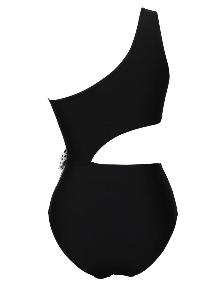 Maillot de bain patchwork nœuds pois taille creux années 1940