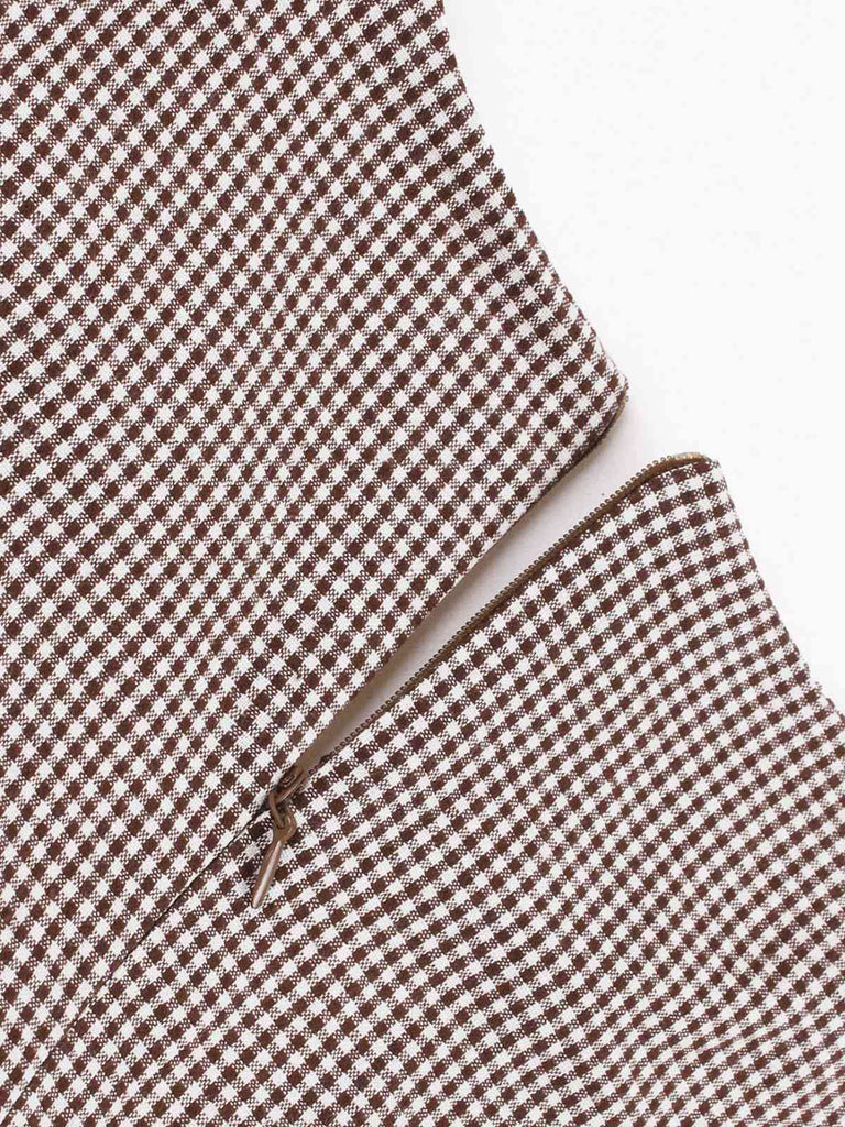 Robe à carreaux vichy colorblock col cranté des années 1950