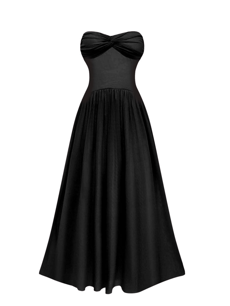 Robe de soirée bustier à col licou années 1950 avec foulard