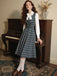 2PCS Robe gris à volants et chemisier en coton années 1950