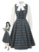 2PCS Robe gris à volants et chemisier en coton années 1950