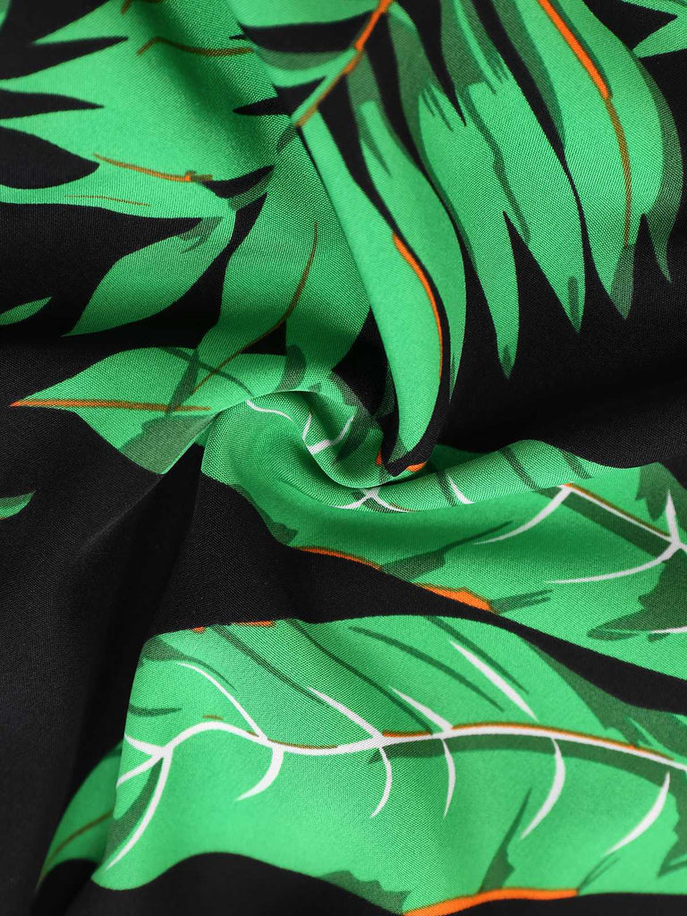 Combishort licou tropicales feuilles de palmier années 1950