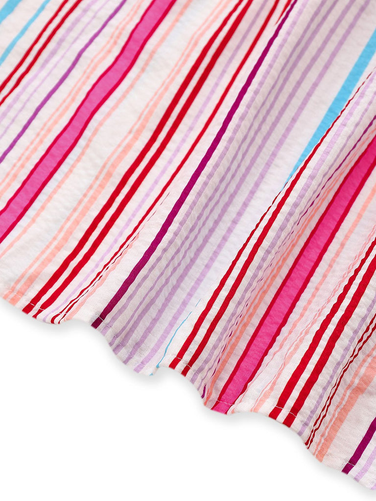 Robe tube rose à rayures arc-en-ciel années 1940