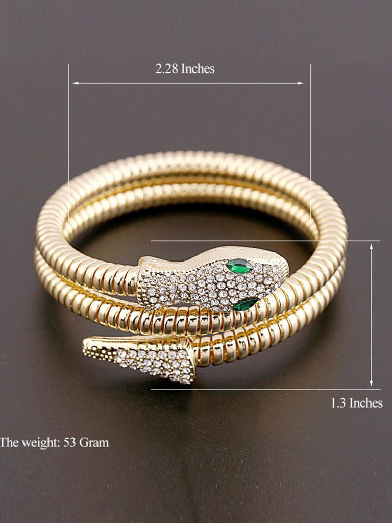 Bracelet jonc vintage en alliage avec strass et serpent