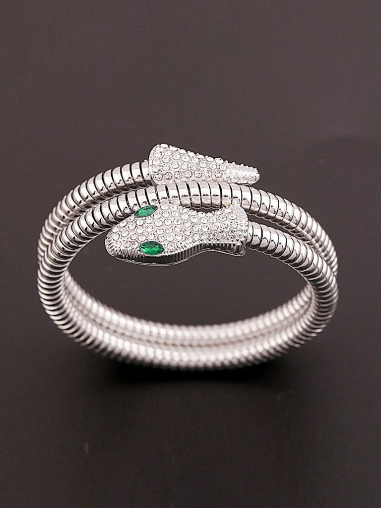 Bracelet jonc vintage en alliage avec strass et serpent