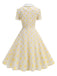 Robe beige à pois et boutons à revers des années 1950