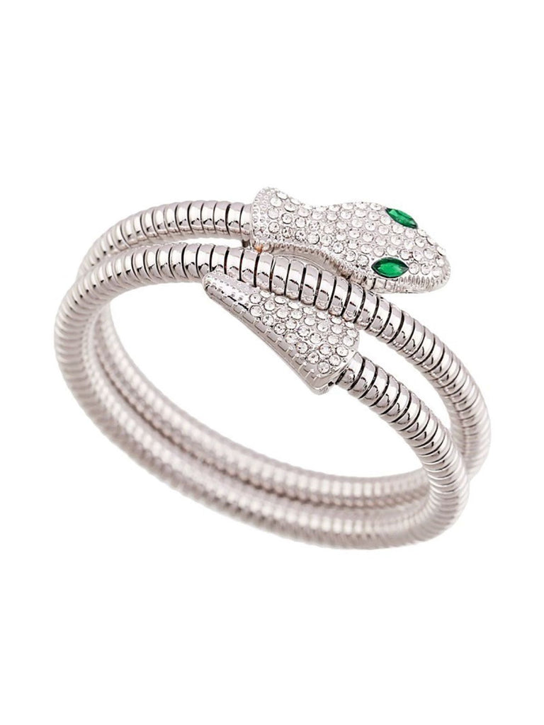 Bracelet jonc vintage en alliage avec strass et serpent