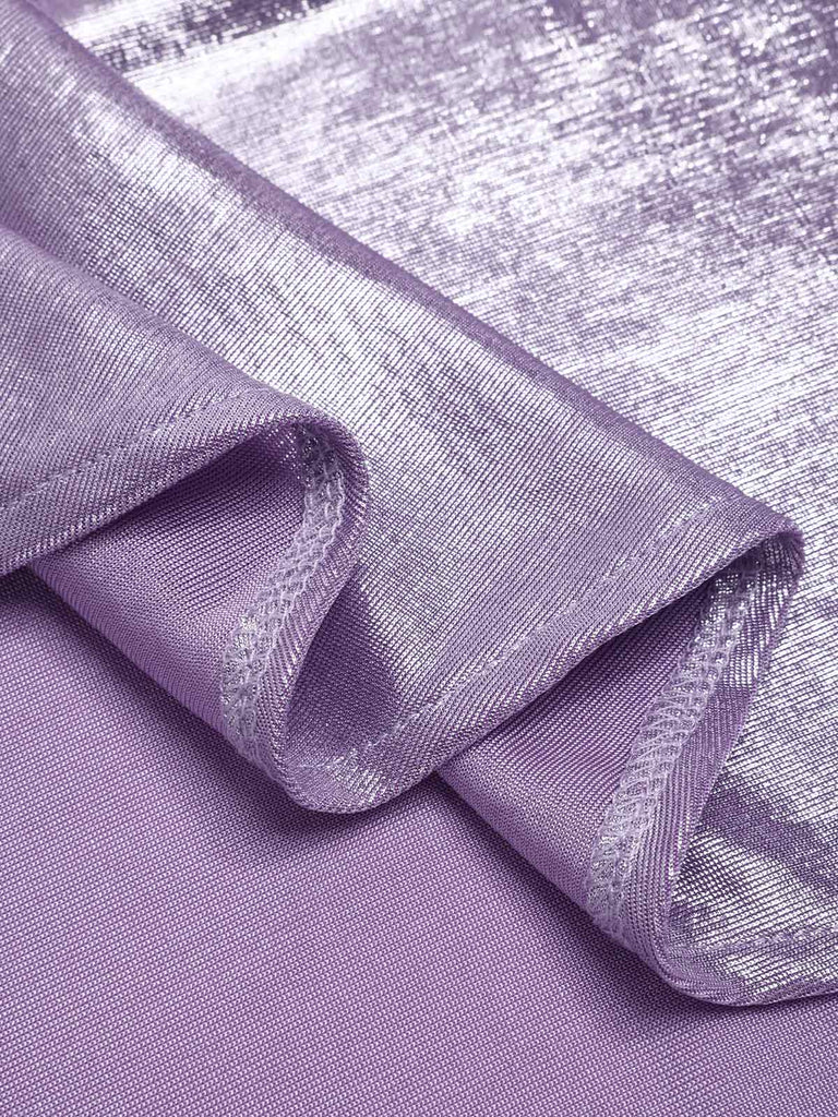 Robe lavande col bénitier avec fente haute luminosité nacrée des années 1960