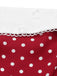 Robe plissée rouge à pois et dentelle patchwork des années 1960