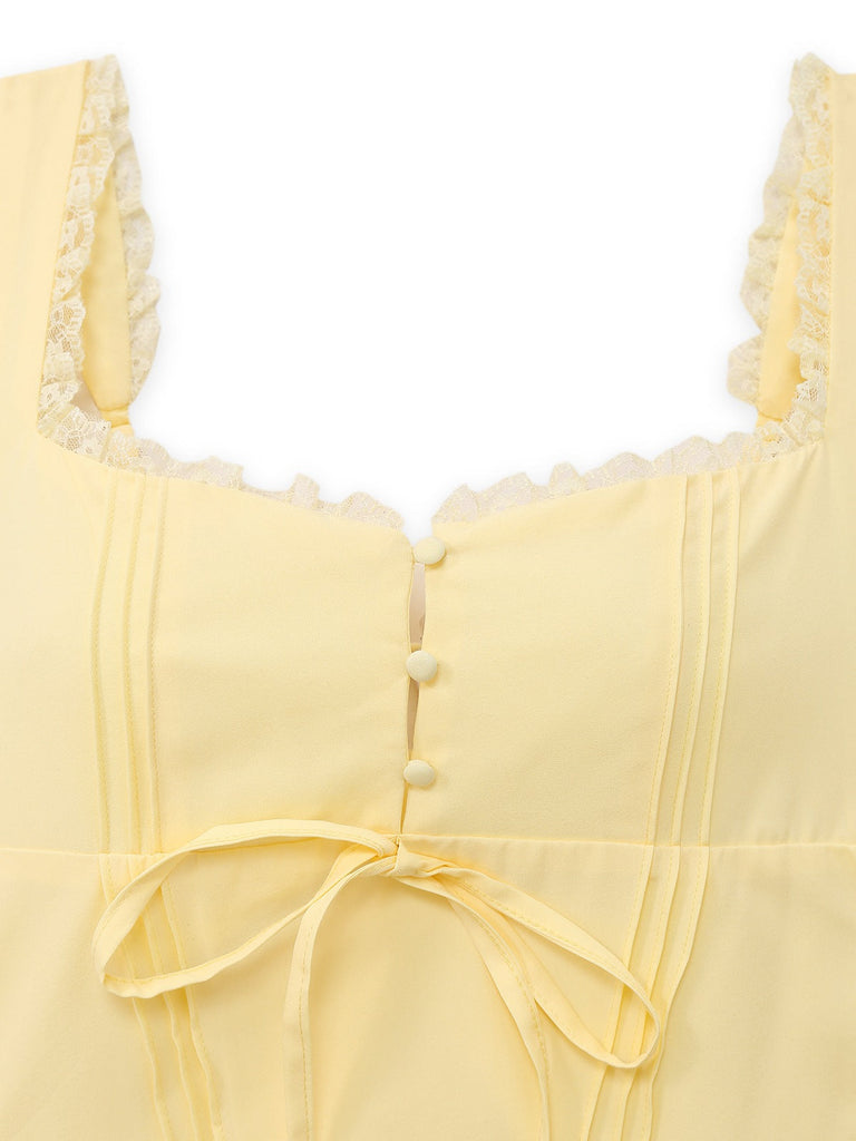 Robe patineuse dentelle à lacets et bretelles années 1960