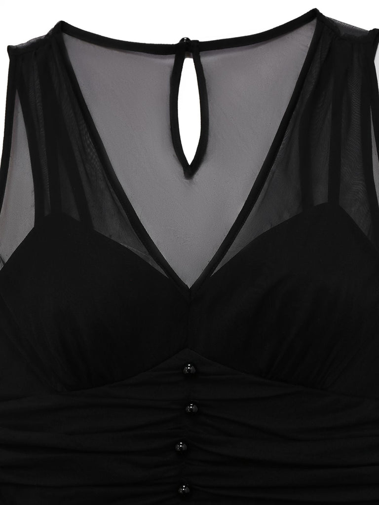 Combinaison noire patchwork plissée en maille années 1930