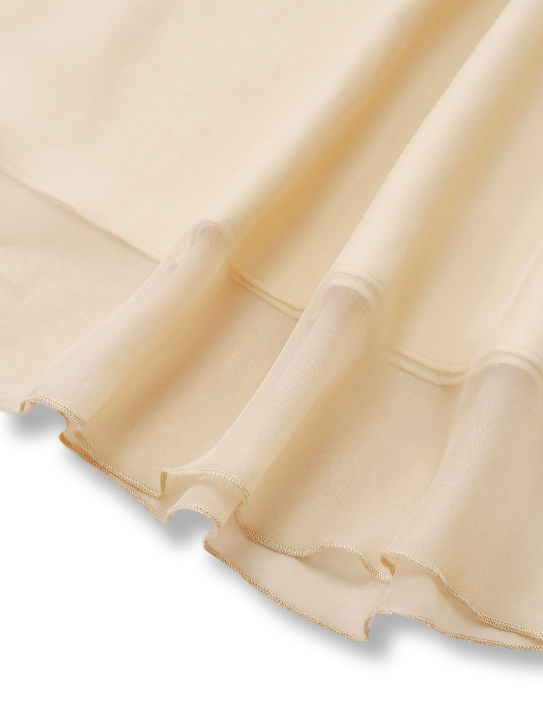 Robe de cocktail champagne en tulle satiné années 1950