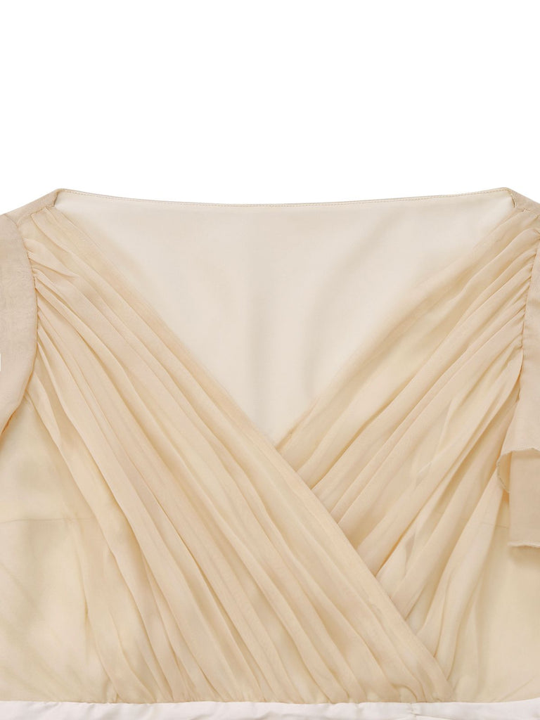 Robe de cocktail champagne en tulle satiné années 1950