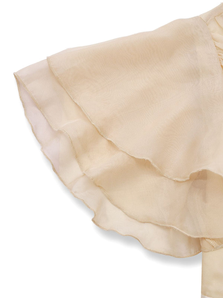 Robe de cocktail champagne en tulle satiné années 1950