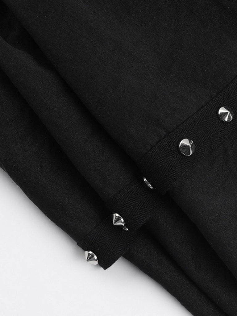 Jupe noire à lacets et boutons en métal punk des années 1980