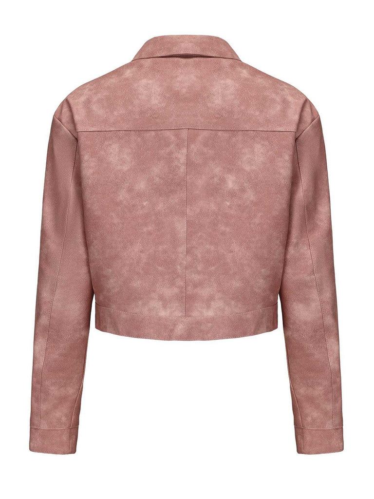 Veste en cuir à manches longues et revers années 1950