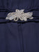 Robe bleue en dentelle patchwork et strass années 1920