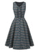 2PCS Robe gris à volants et chemisier en coton années 1950