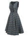2PCS Robe gris à volants et chemisier en coton années 1950