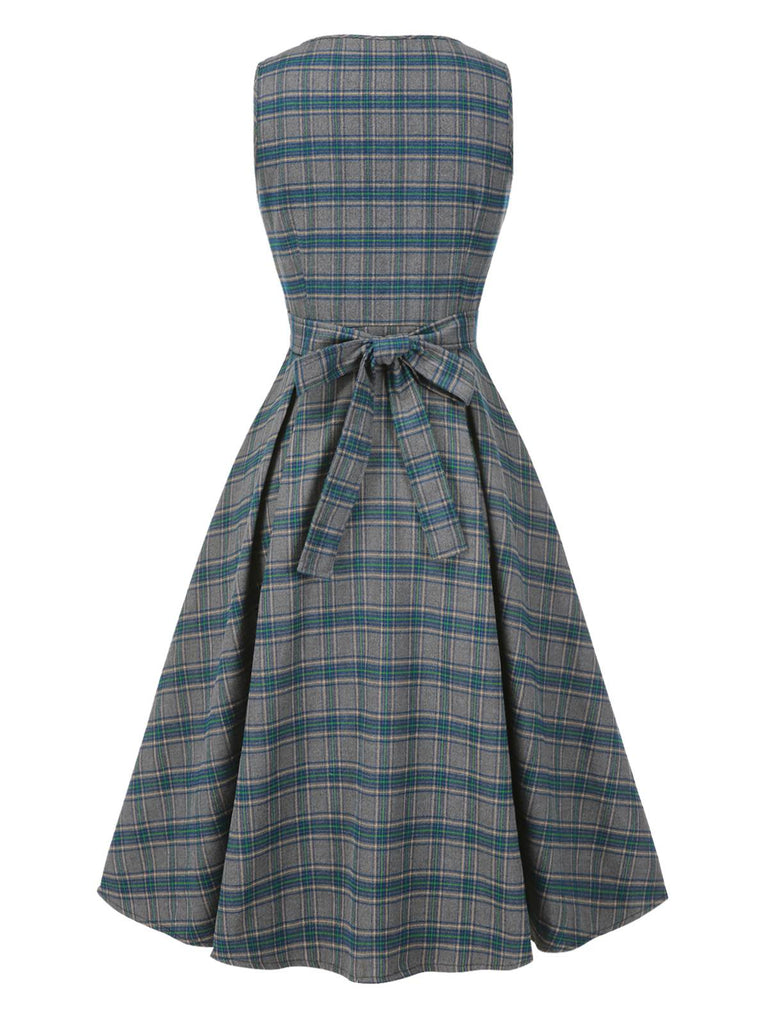2PCS Robe gris à volants et chemisier en coton années 1950