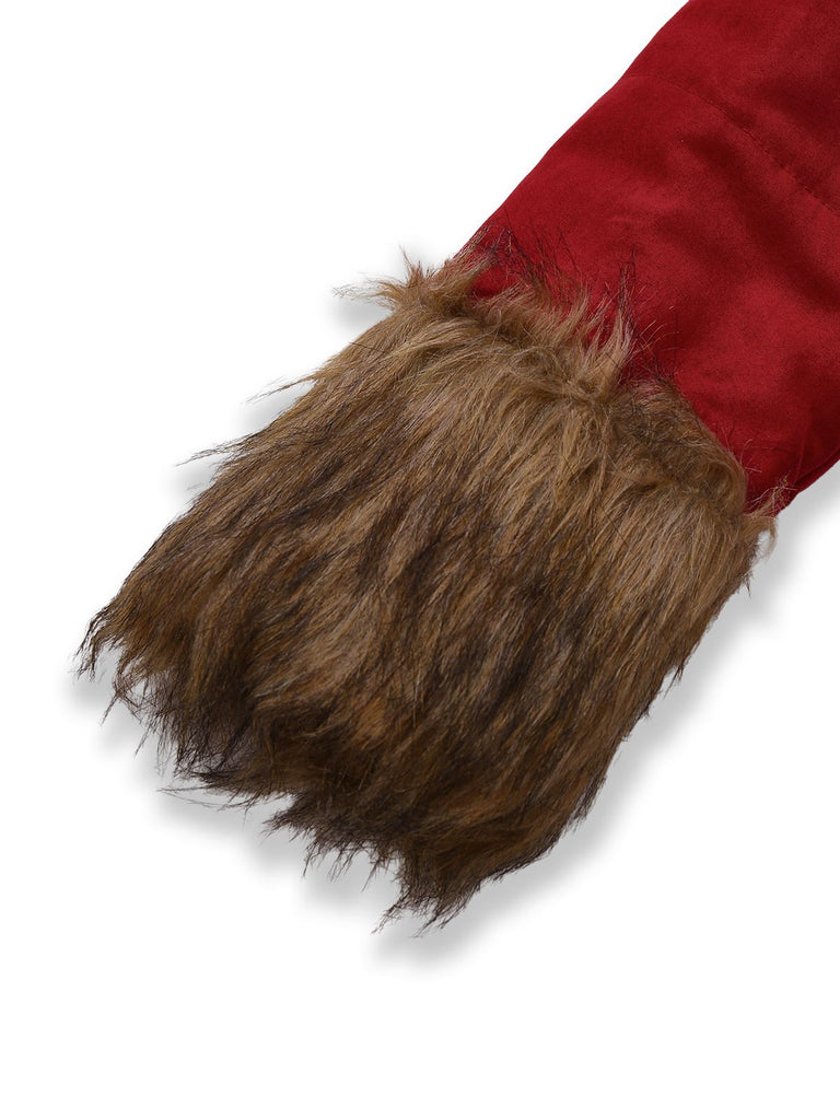 Manteau à col en fausse fourrure revers et ceinture années 1950