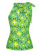 2PCS hauts fleuris à col noué et jupe unie boutonnée vert des années 1960