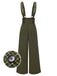 Pantalon salopette boutonné à carreaux Glen vert des années 40