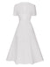 Robe blanche en patchwork de dentelle col V années 1940