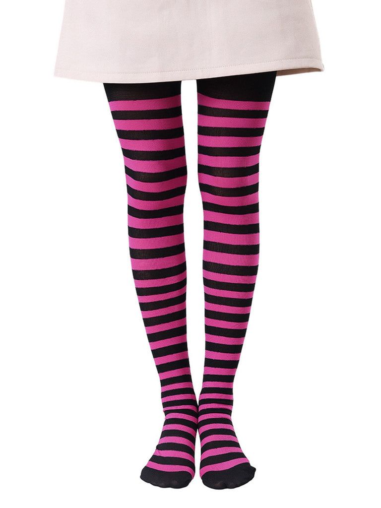 Collants vintage à rayures contrastées