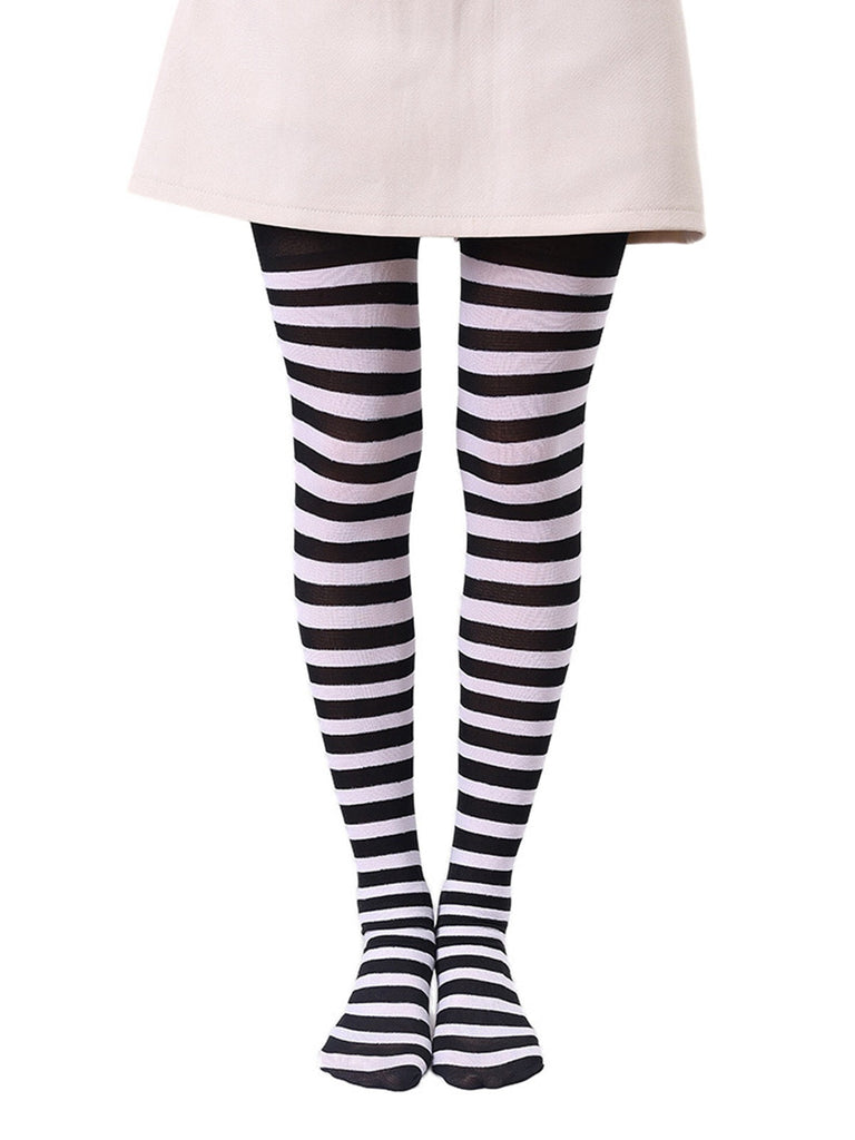 Collants vintage à rayures contrastées