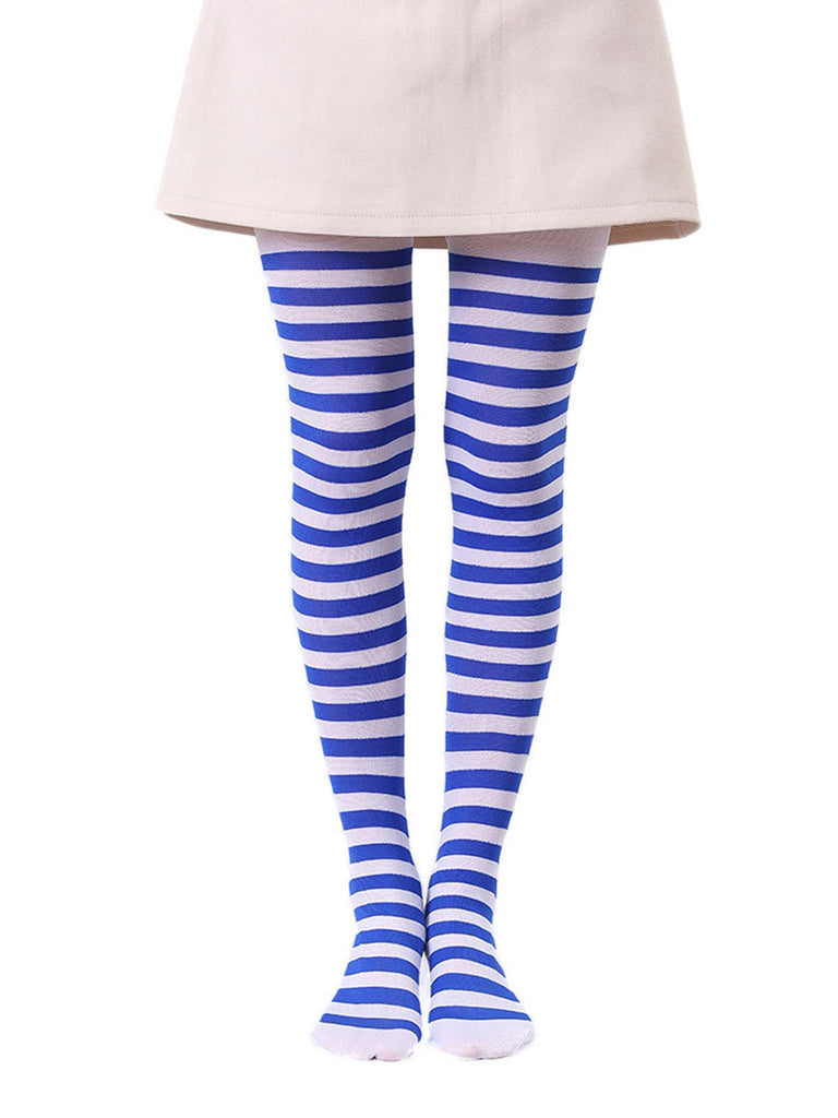 Collants vintage à rayures contrastées