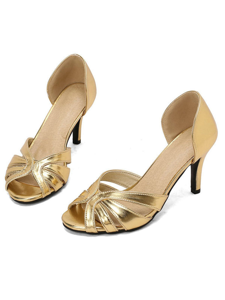 Escarpins à talons hauts vintage à bout ouvert et à enfiler