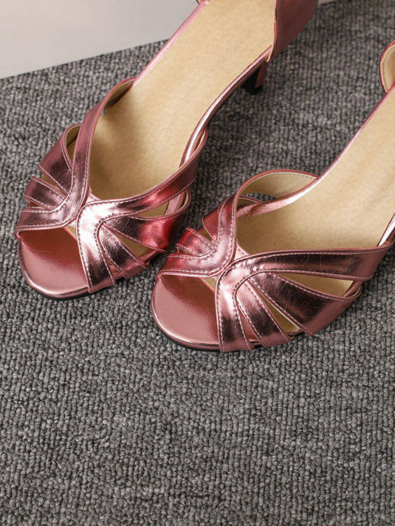 Escarpins à talons hauts vintage à bout ouvert et à enfiler