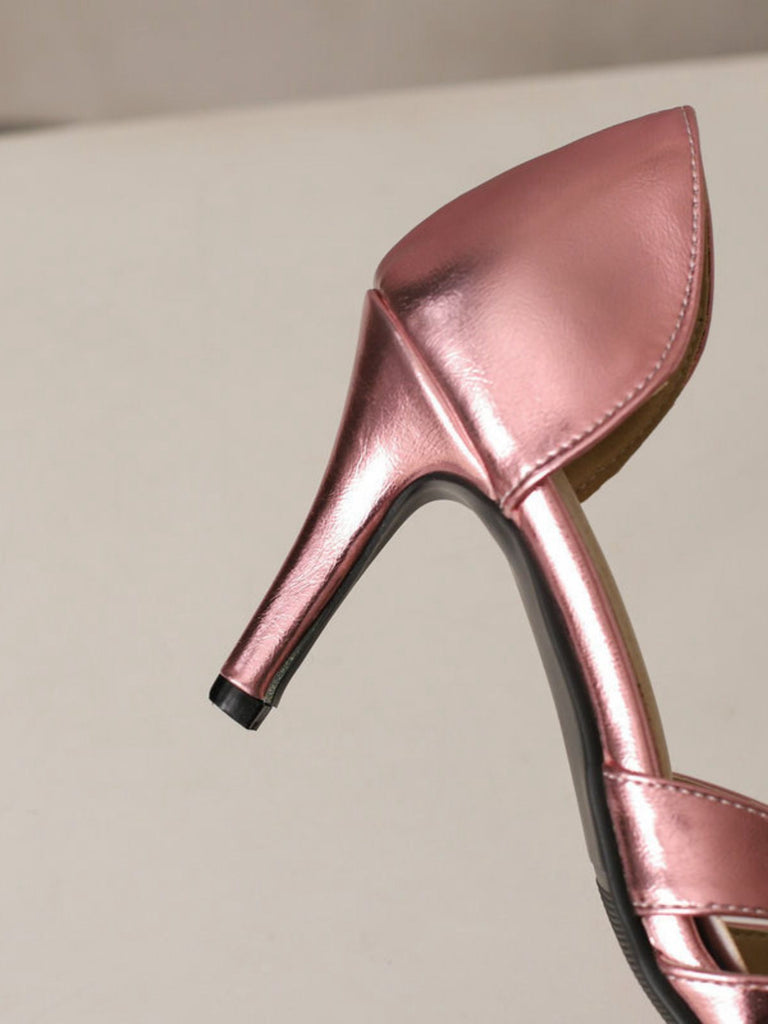Escarpins à talons hauts vintage à bout ouvert et à enfiler