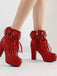 Bottes à talons hauts épais à lacets et volants vintage