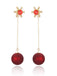 Boucles d'oreilles flocons de neige et boules de Noël rouges