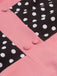 Robe Vintage Années 50 Patchwork à Pois Manches Longues Pin Up