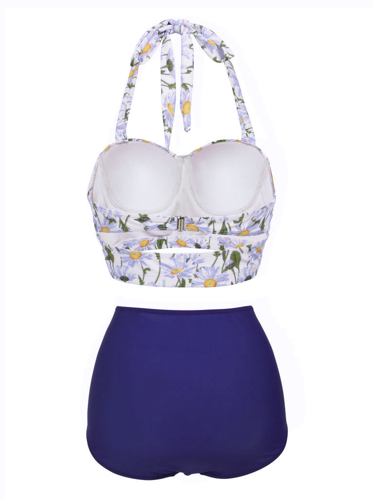 Ensemble de Bikini à Lacets et Licou à Fleurs