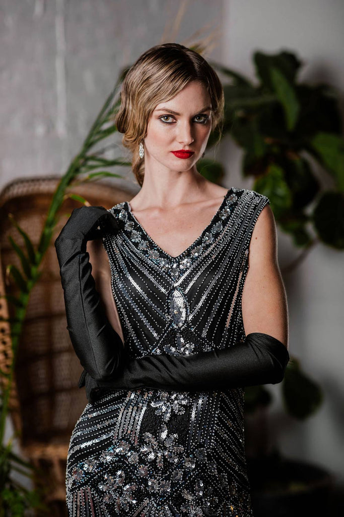 Robe Charleston Vintage Année 20 Flapper à Franges Paillettes Soirée Cocktail