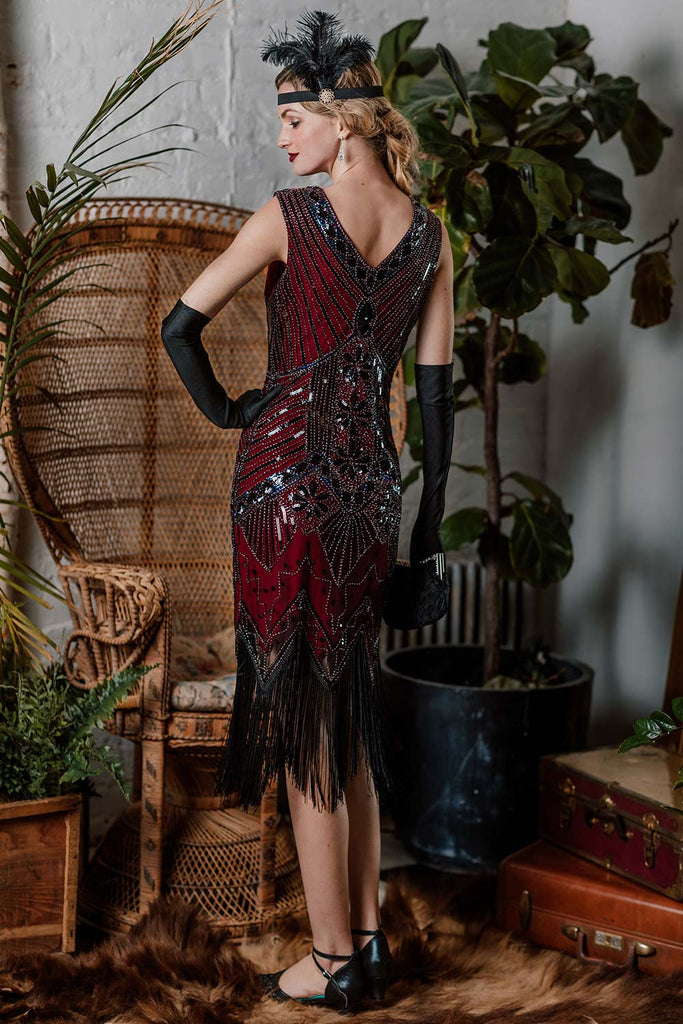 Robe Charleston Vintage Année 20 Flapper à Franges Paillettes Soirée Cocktail