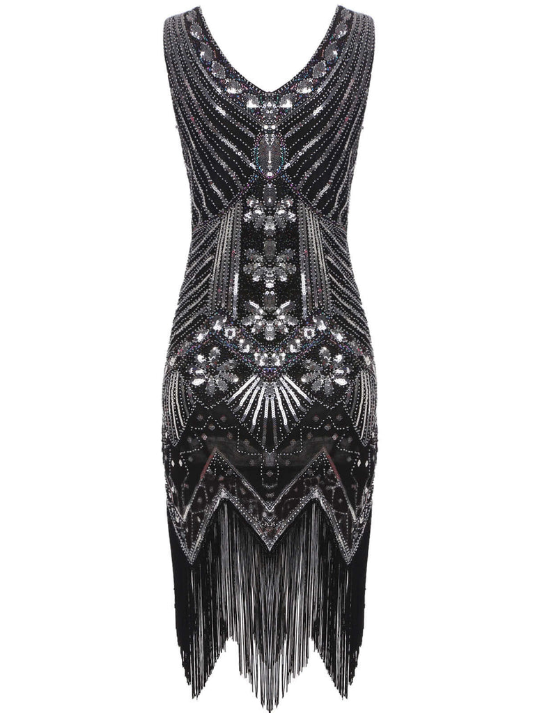 Robe Charleston Vintage Année 20 Flapper à Franges Paillettes Soirée Cocktail
