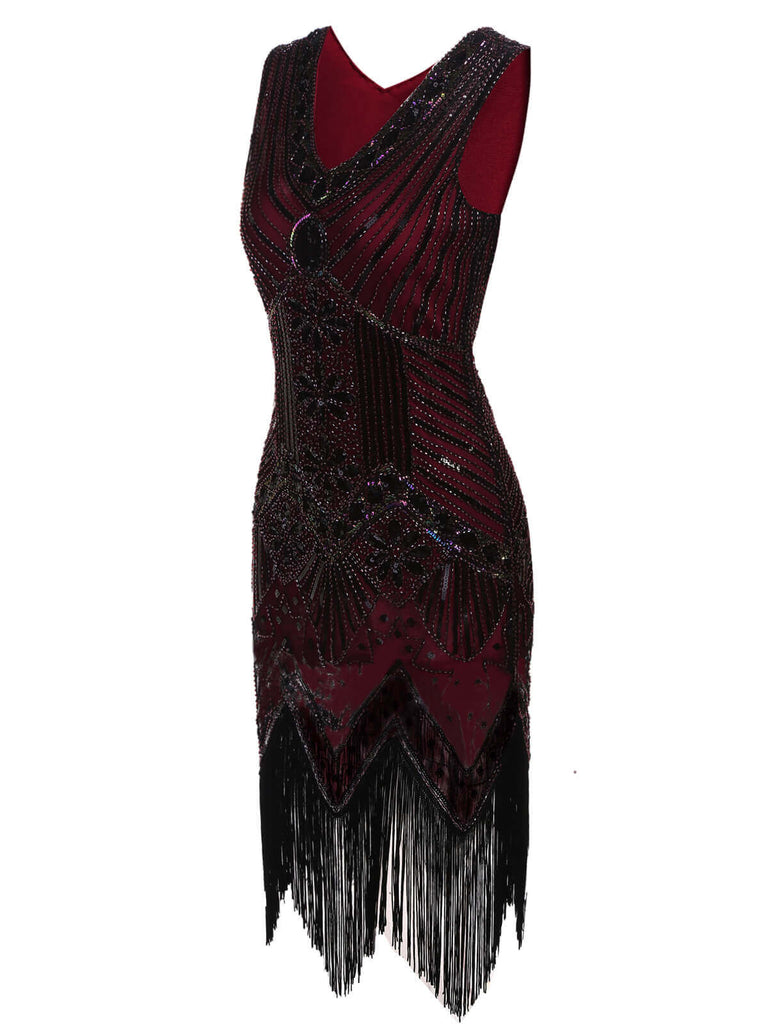 Robe Charleston Vintage Année 20 Flapper à Franges Paillettes Soirée Cocktail
