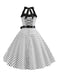 Robe Cocktail à Pois Bleue années 1950