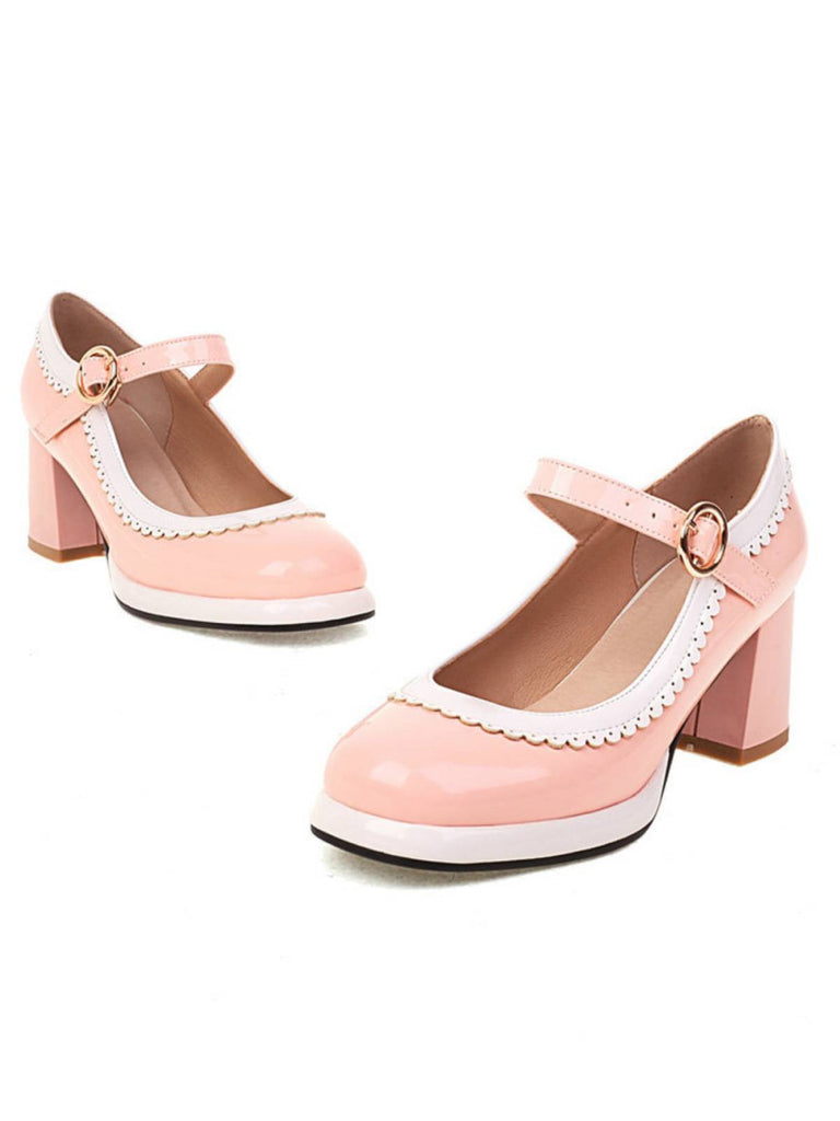 Mary Jane Patchwork Chaussures à talons hauts